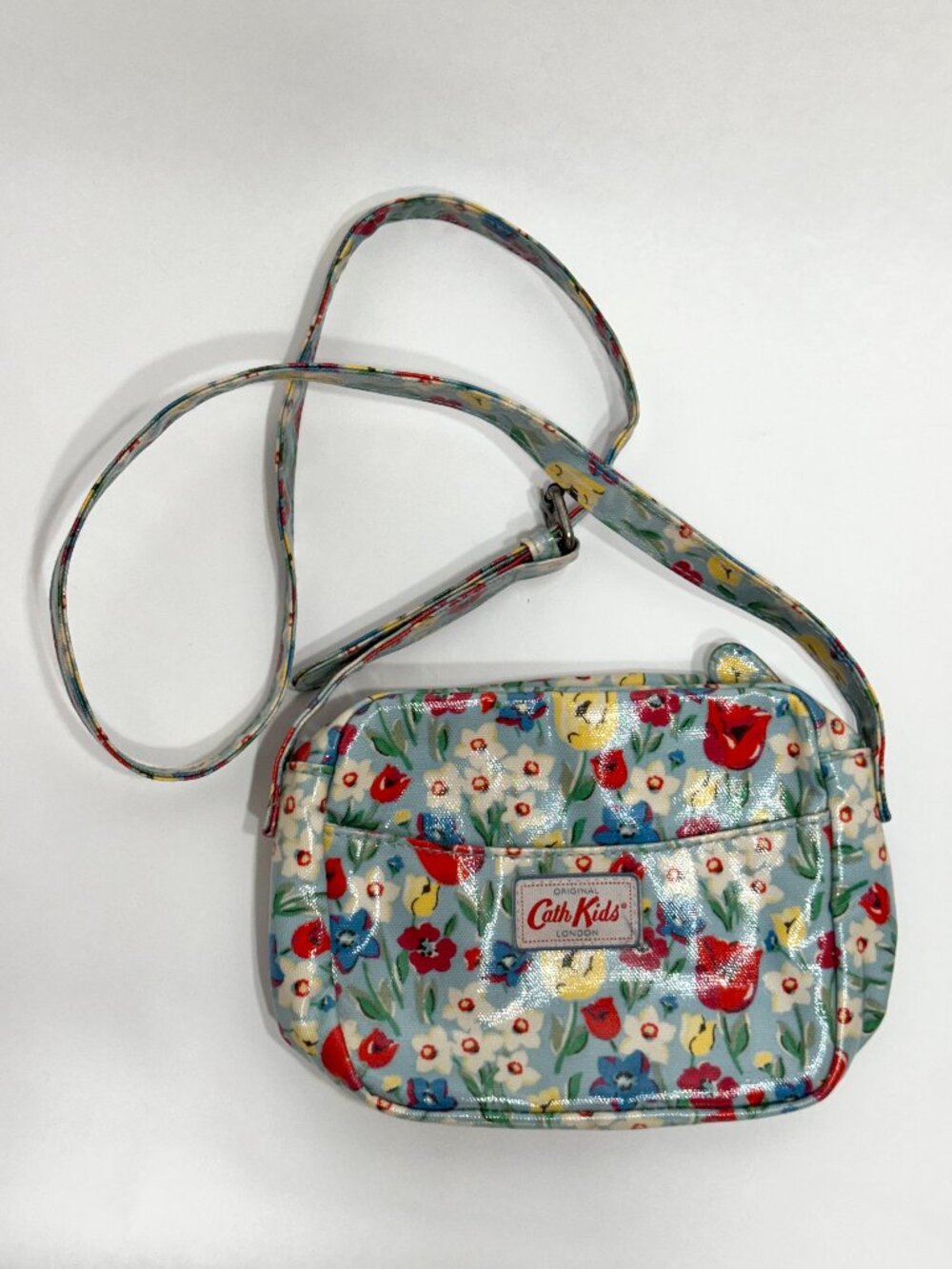 Cath Kidston Kids Coated Canvas Floral Crossbody Purse Zip Up Adjustable Strap
